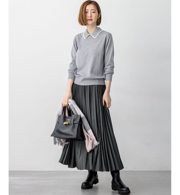 23区「【洗える】ウーステッドウール ポロニット」|ニット・セーター|