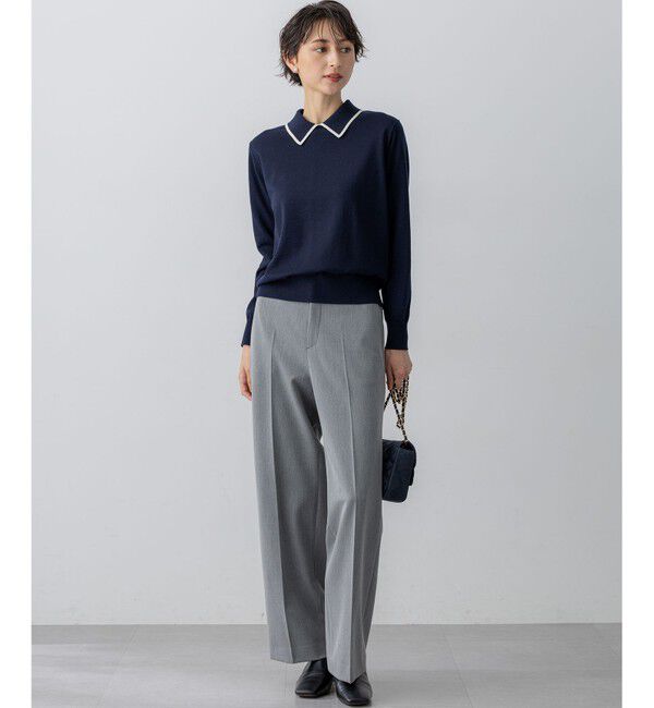 23区「【洗える】ウーステッドウール ポロニット」|ニット・セーター|