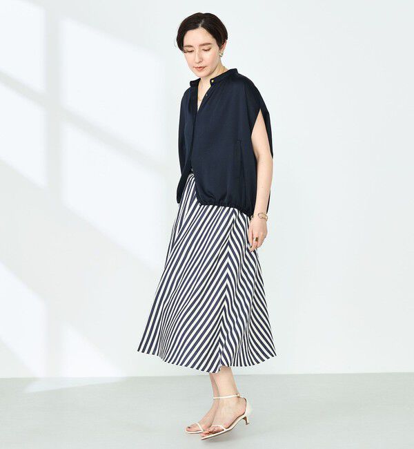 NOLLEY'S「ハンマーサテンケープブラウス」|シャツ・ブラウス|