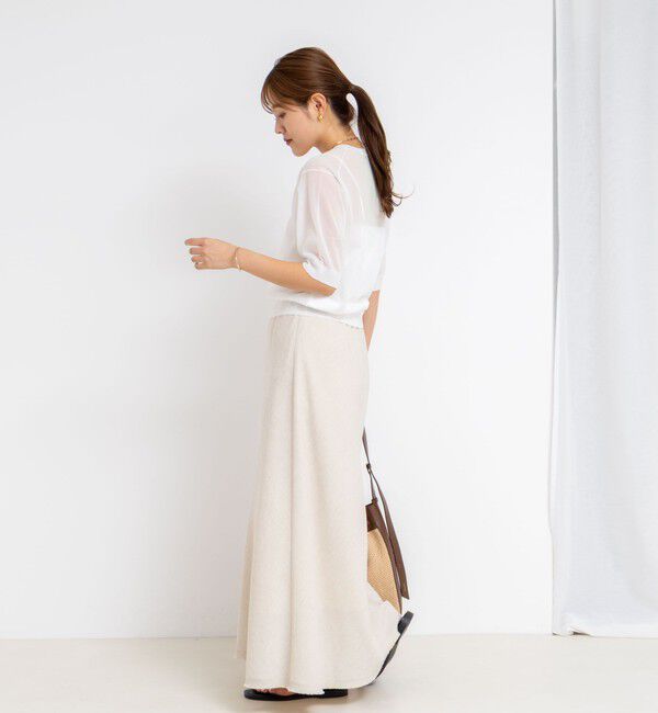 NOLLEY'S「《手洗い可能》《アンサンブル対応》シアーラメ天竺5分袖プルオーバーニット」|ニット・セーター|