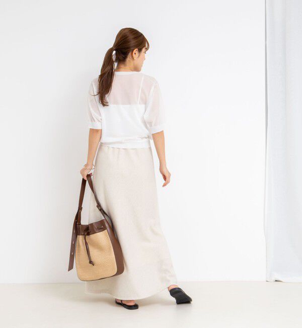 NOLLEY'S「《手洗い可能》《アンサンブル対応》シアーラメ天竺5分袖プルオーバーニット」|ニット・セーター|