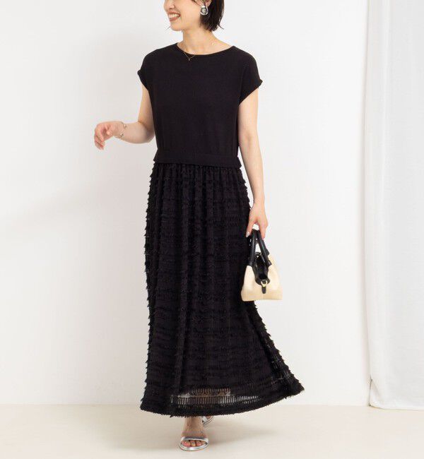 NOLLEY'S「フリンジ生地ニットワンピース」|ワンピース|ブラック