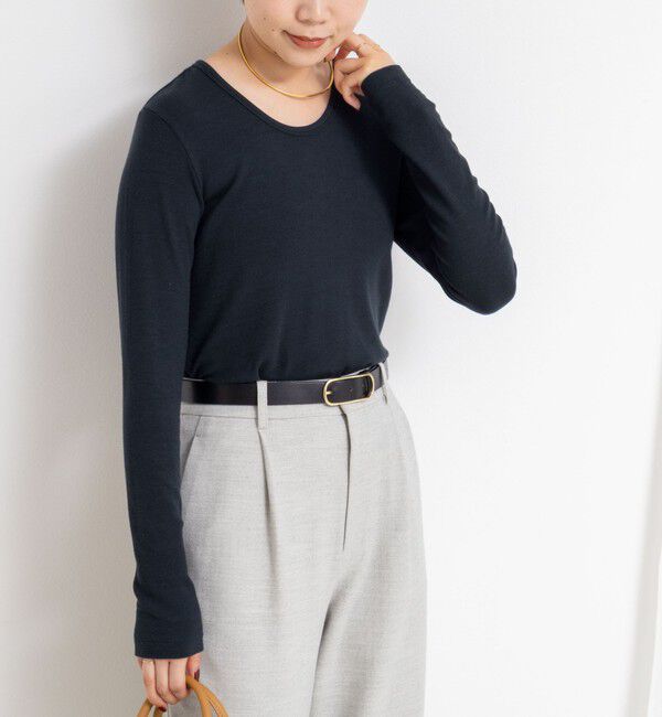 NOLLEY'S sophi「ウォッシャブルベアテレコUネックロンT＜エンジェルウール使用＞」|Tシャツ・カットソー|