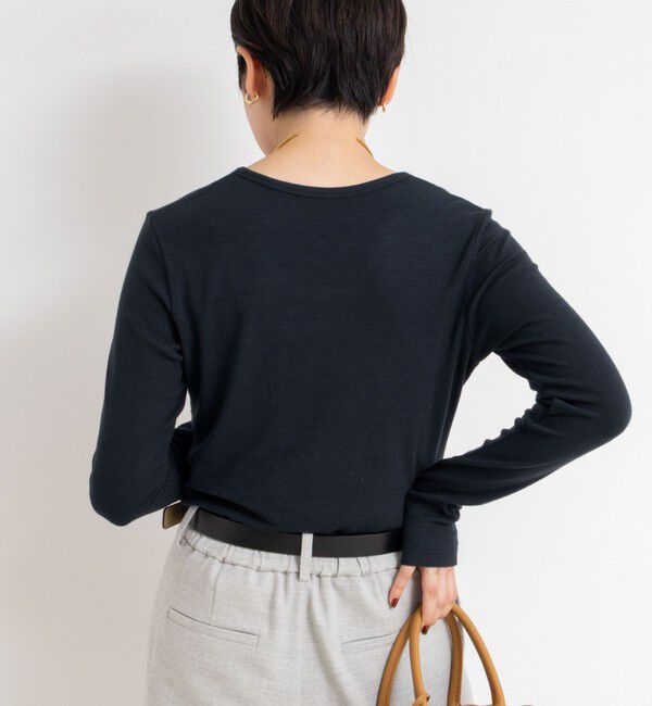 NOLLEY'S sophi「ウォッシャブルベアテレコUネックロンT＜エンジェルウール使用＞」|Tシャツ・カットソー|