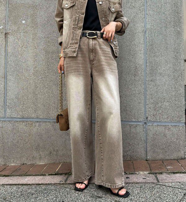 fredy emue「カラーストレートデニムパンツ」|デニム|ブラウン