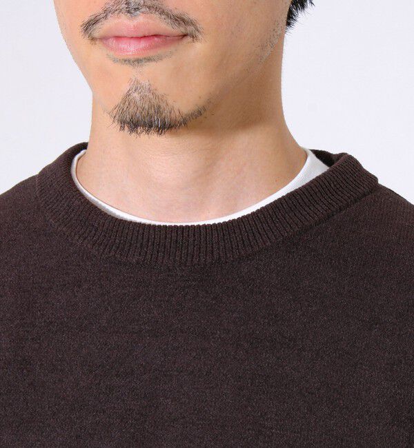 GLOSTER「【GLOSTER/グロスター】ソフトモール素材 エルボーパッチ クルーニット」|ニット・セーター|