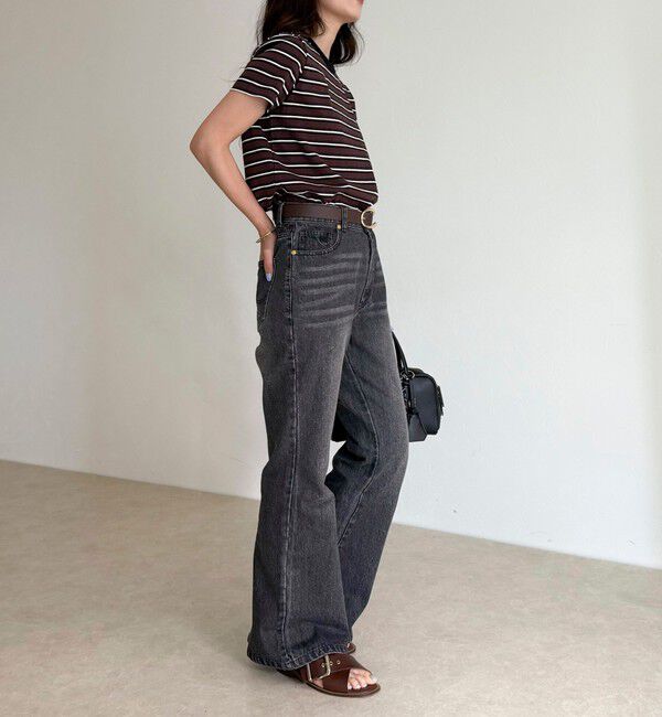 fredy emue「ボーダー/無地ワンポイントロゴコンパクトTシャツ」|Tシャツ・カットソー|