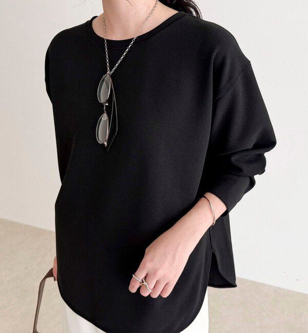 fredy emue「【大人の優秀ブラウスT】ジョーゼットブラウスTシャツ」|Tシャツ・カットソー|ブラック