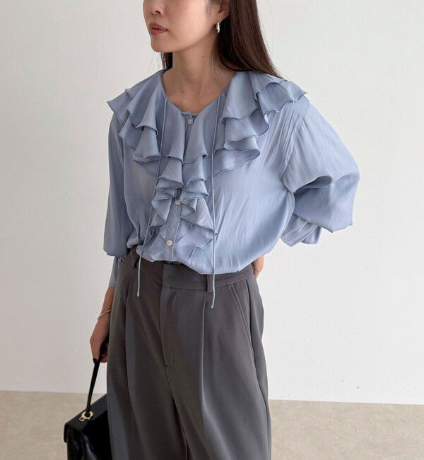 fredy emue「ボリュームフリル前開きブラウス」|シャツ・ブラウス|