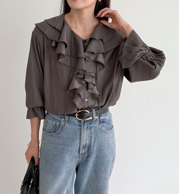 fredy emue「ボリュームフリル前開きブラウス」|シャツ・ブラウス|