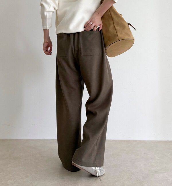fredy emue「ウールライクイージーセミワイドパンツ」|チノ|