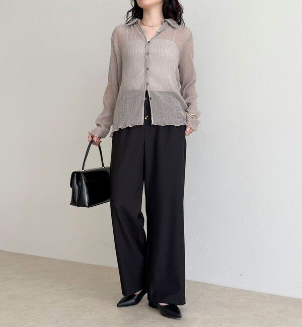 fredy emue「ウールライクイージーセミワイドパンツ」|チノ|