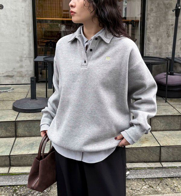 fredy emue「FR刺繍衿付き起毛スウェットプルオーバー」|スウェット・ジャージ|グレー