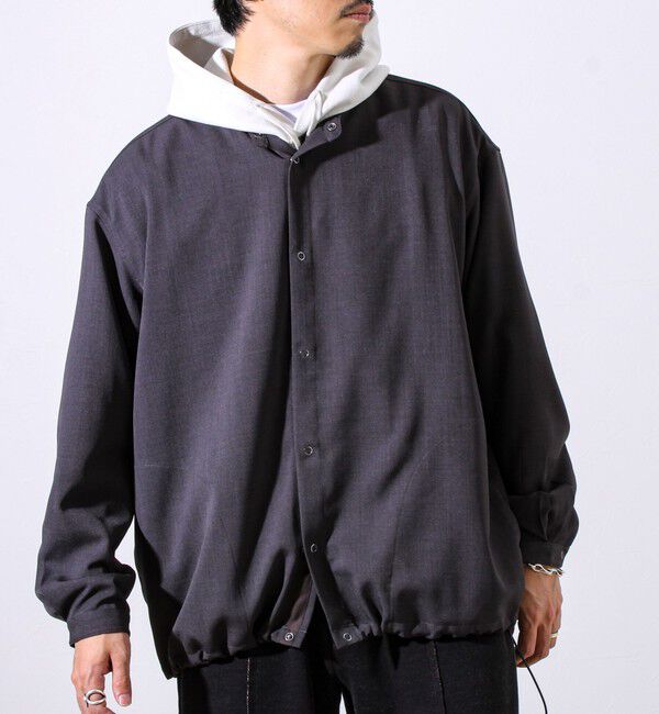 GLOSTER「【Gently】バンドカラーシャツ」|シャツ・ブラウス|チャコールグレー