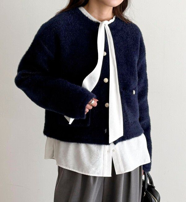 fredy emue「シャギー裏配色ジャケットカーディガン」|カーディガン|