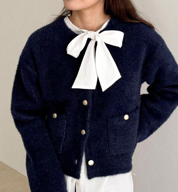 fredy emue「シャギー裏配色ジャケットカーディガン」|カーディガン|