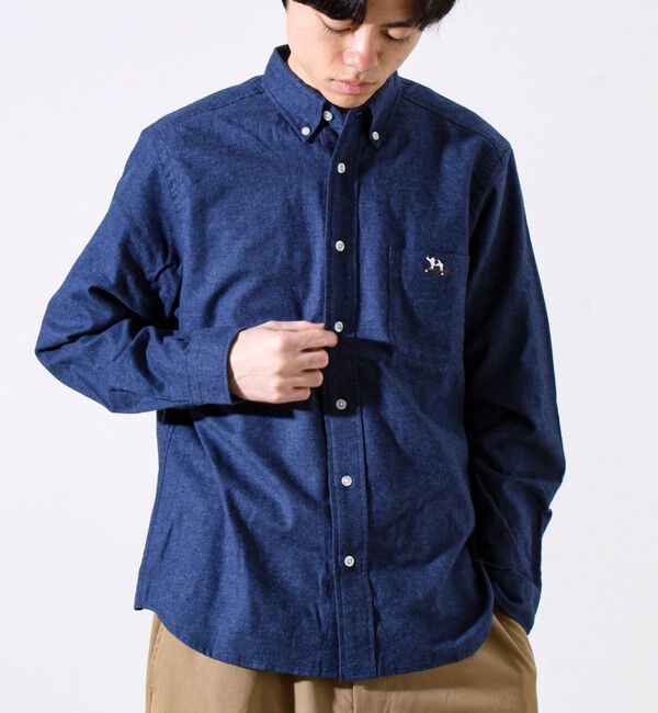 GLOSTER「【定番フレブルシリーズ】フレンチブルドッグ刺繍 ボタンダウンネルシャツ」|シャツ・ブラウス|