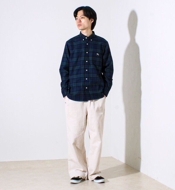 GLOSTER「【定番フレブルシリーズ】フレンチブルドッグ刺繍 ボタンダウンネルシャツ」|シャツ・ブラウス|