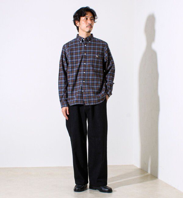 GLOSTER「【定番フレブルシリーズ】フレンチブルドッグ刺繍 ボタンダウンネルシャツ」|シャツ・ブラウス|