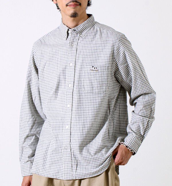 GLOSTER「【定番フレブルシリーズ】フレンチブルドッグ刺繍 ボタンダウンネルシャツ」|シャツ・ブラウス|