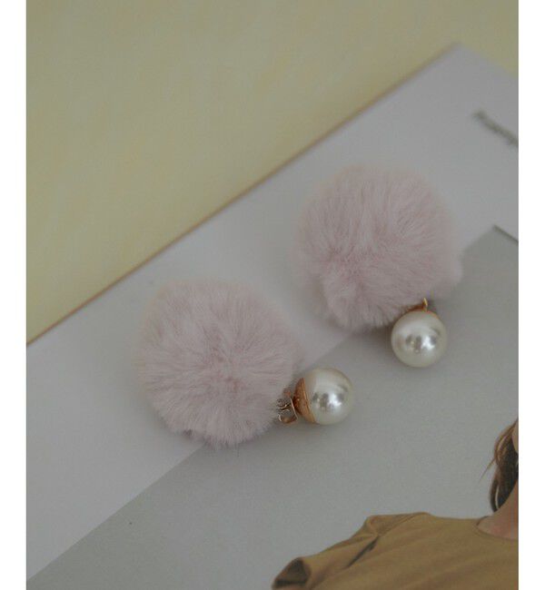 VIS「【2WAY】フェイクファーパールピアス」|ピアス|ピンク(63)