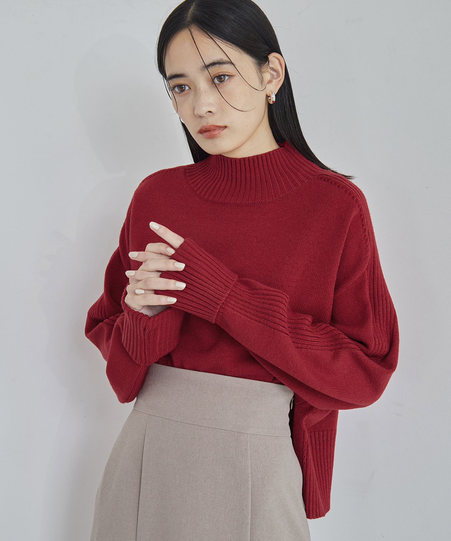 VIS「【アンチピリング/洗える】サイドスリットニットプルオーバー【WEB限定カラー】」|ニット・セーター|