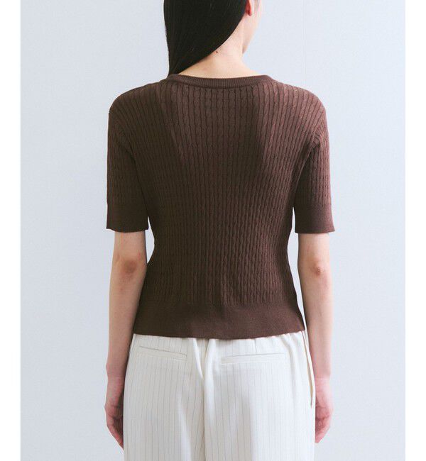 VIS「【WEB限定】エンブレム金釦5分袖ケーブルカーディガン」|カーディガン|