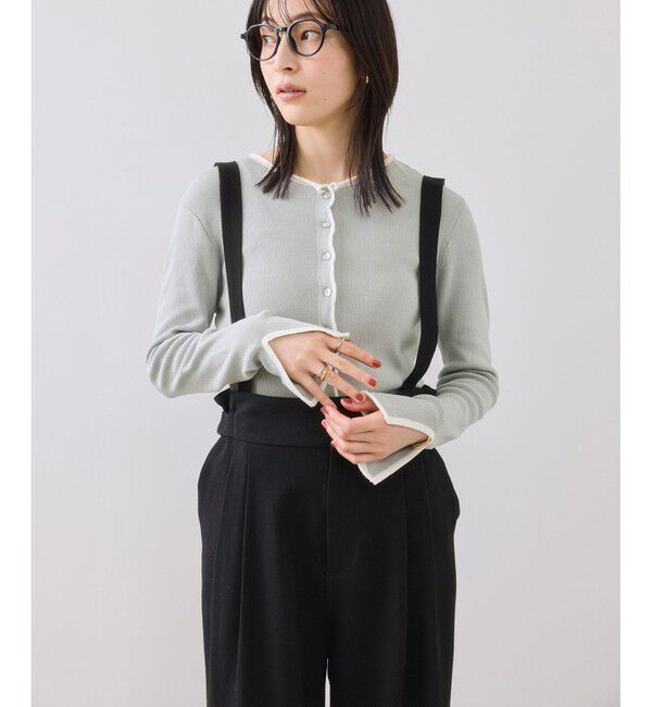 VIS「【WEB/一部店舗限定】配色メローバイカラーカーディガン」|カーディガン|