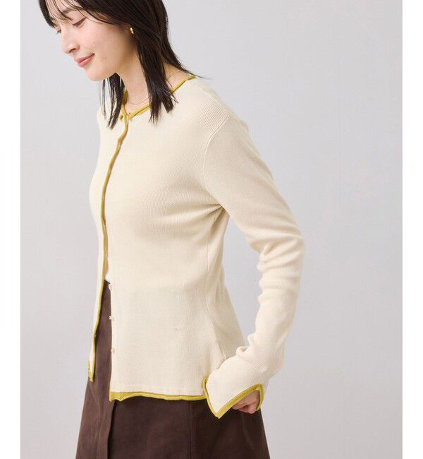 VIS「【WEB/一部店舗限定】配色メローバイカラーカーディガン」|カーディガン|