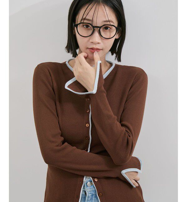 VIS「【WEB/一部店舗限定】配色メローバイカラーカーディガン」|カーディガン|