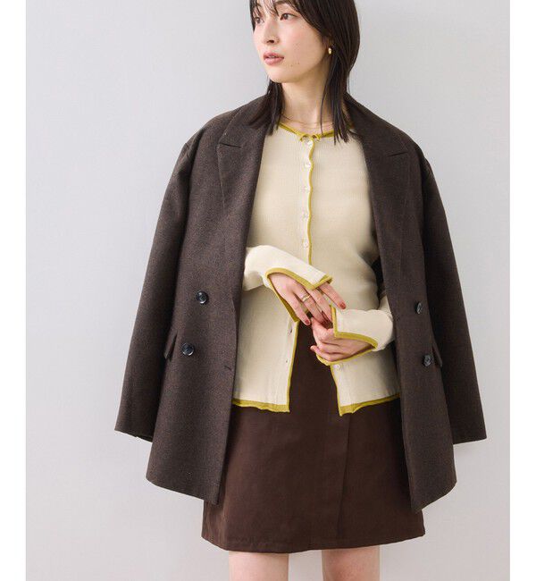 VIS「【WEB/一部店舗限定】配色メローバイカラーカーディガン」|カーディガン|ベージュ(27)