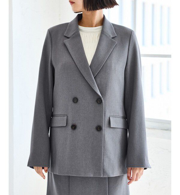VIS「【美easy】ウーリッシュダブルブレストテーラードジャケット【セットアップ対応/洗える】」|テーラードジャケット|