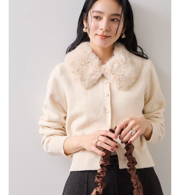 VIS「衿ファー取り外しカーディガン」|カーディガン|