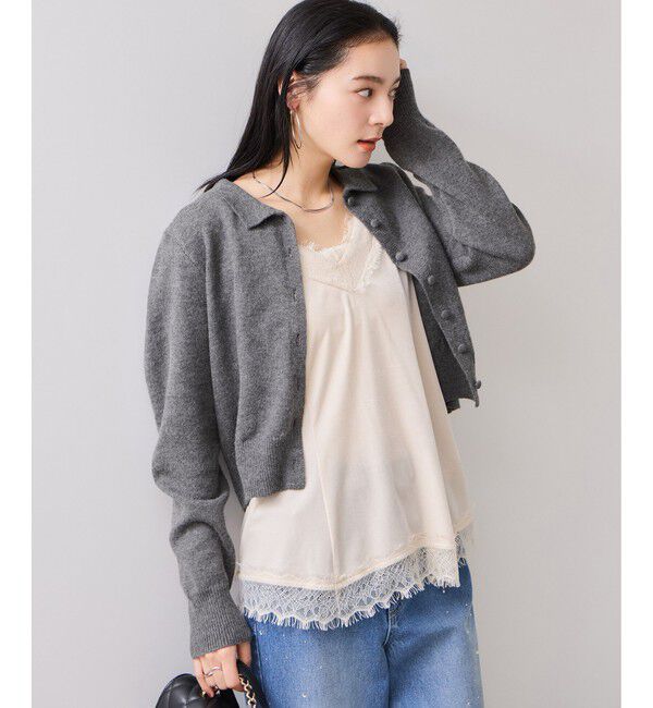 VIS「衿ファー取り外しカーディガン」|カーディガン|