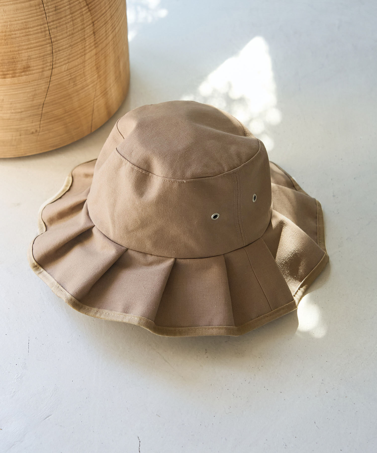 ROPE PICNIC PASSAGE「遮光麻混プリーツハット」|ハット|ブラウン(22)