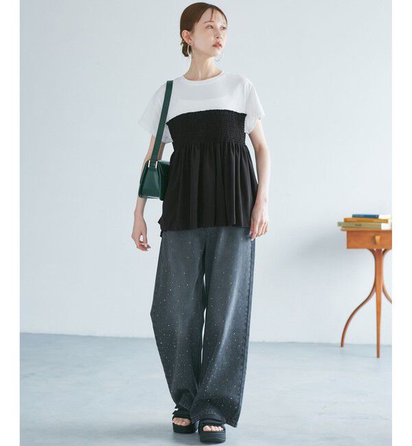 Rope&rsquo;Picnic「シャーリングビスチェ風ドッキングカットソー」|Tシャツ・カットソー|