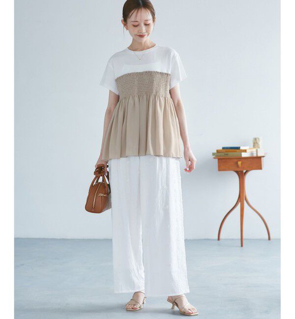 Rope&rsquo;Picnic「シャーリングビスチェ風ドッキングカットソー」|Tシャツ・カットソー|