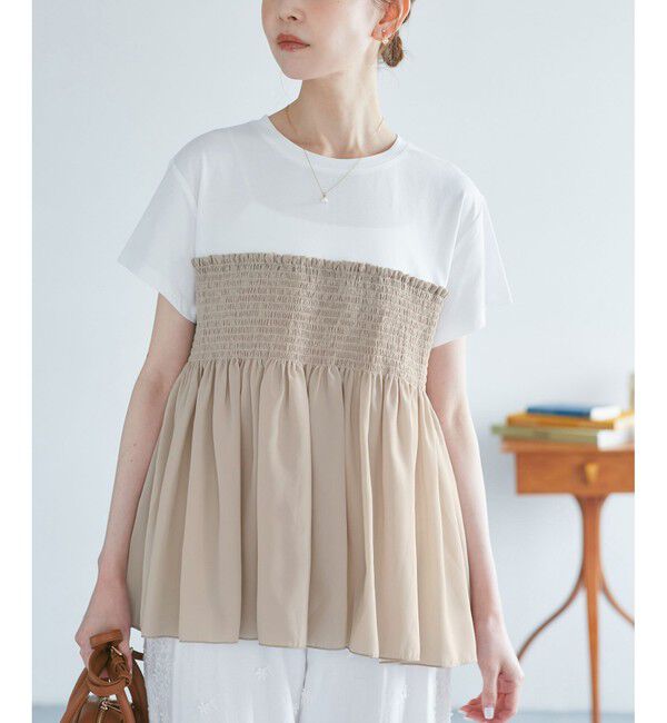 Rope&rsquo;Picnic「シャーリングビスチェ風ドッキングカットソー」|Tシャツ・カットソー|