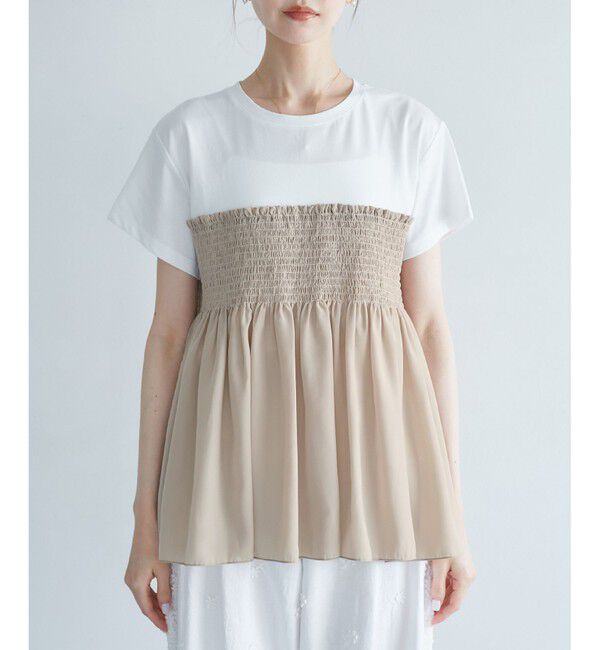 Rope&rsquo;Picnic「シャーリングビスチェ風ドッキングカットソー」|Tシャツ・カットソー|