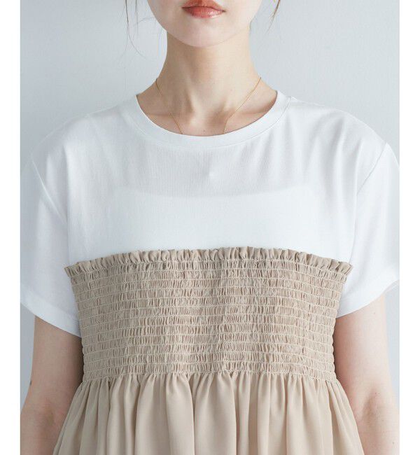 Rope&rsquo;Picnic「シャーリングビスチェ風ドッキングカットソー」|Tシャツ・カットソー|