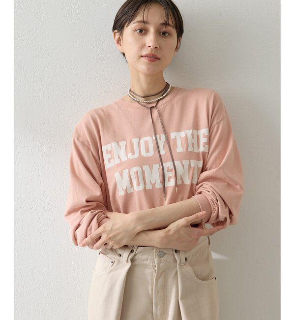  「フロッキープリントロングTシャツ」|Tシャツ・カットソー|ピンク