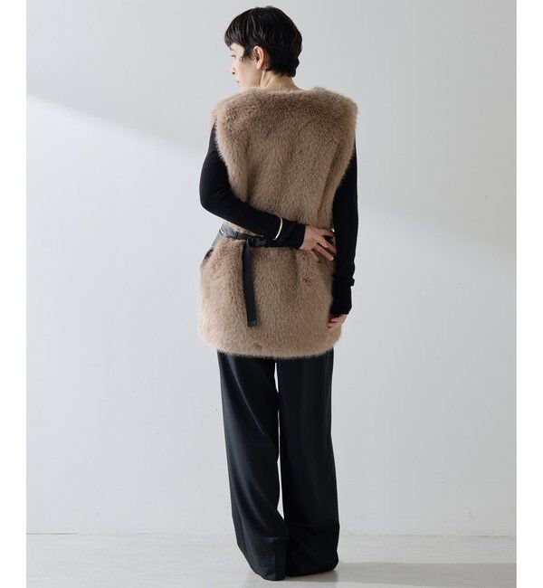 THE PAUSE「【THE PAUSE】フェイクファークルーネックジレ」|ベスト・ジレ|