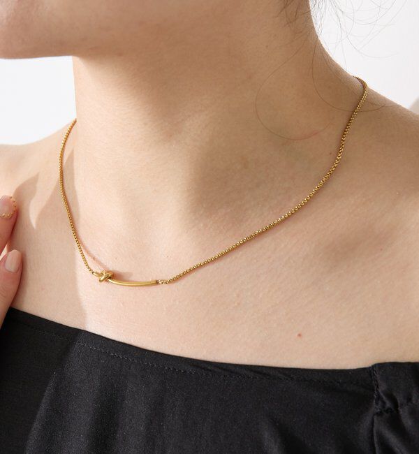  「【PAPILLONNER/パピヨネ】ステンレスノットバーネックレス」|リング|ゴールド