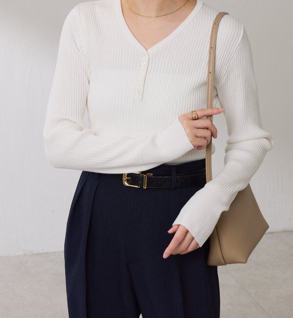  「ヘンリーネックVニット」|ニット・セーター|