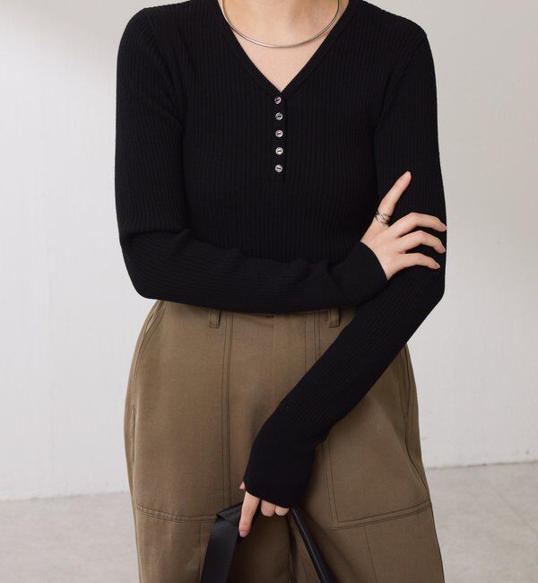  「ヘンリーネックVニット」|ニット・セーター|