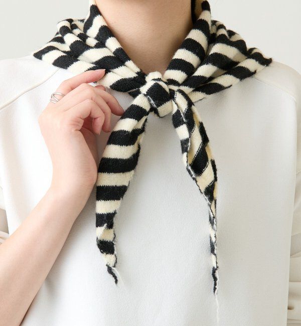  「【PAPILLONNER/パピヨネ】ニットボーダーストール」|マフラー|ブラック