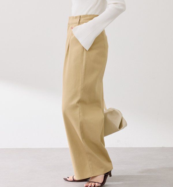  「【ウエスト調整可能】箔ツイルワイドパンツ」|チノ|