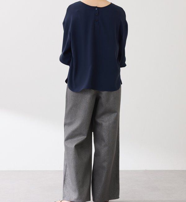  「【ウエスト調整可能】箔ツイルワイドパンツ」|チノ|
