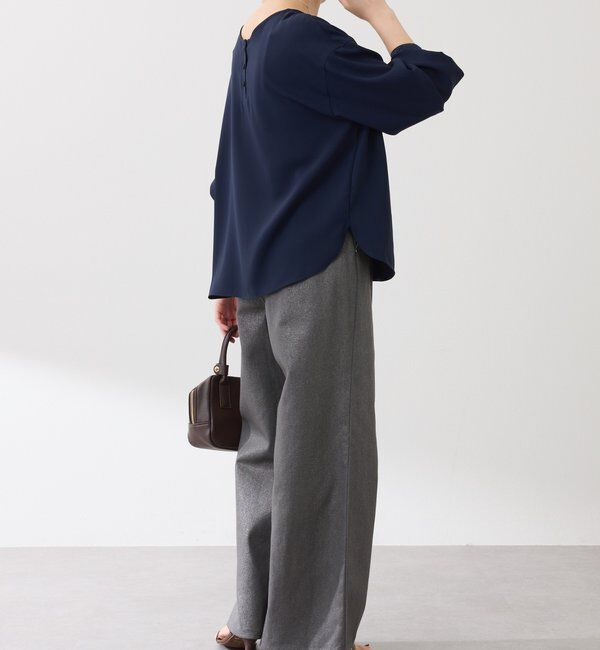  「【ウエスト調整可能】箔ツイルワイドパンツ」|チノ|