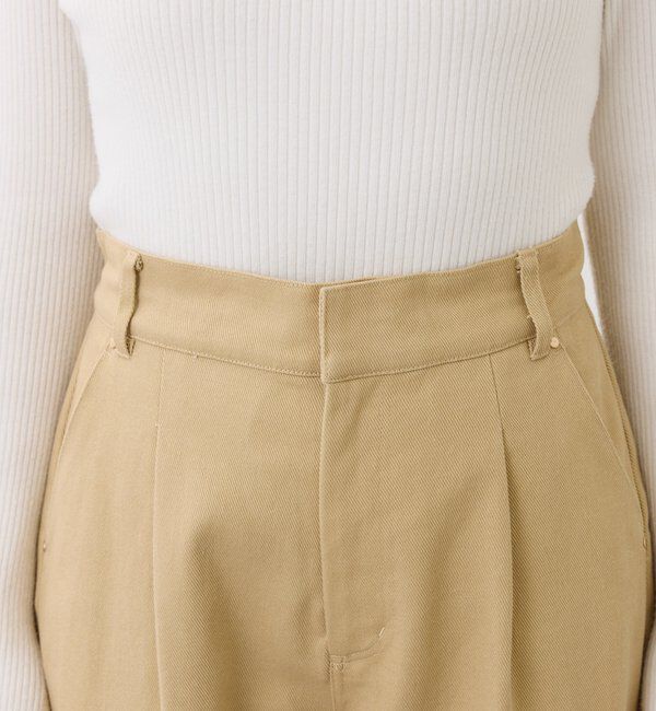  「【ウエスト調整可能】箔ツイルワイドパンツ」|チノ|